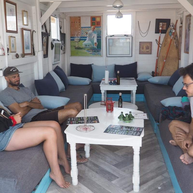 Guests hanging out in the common room