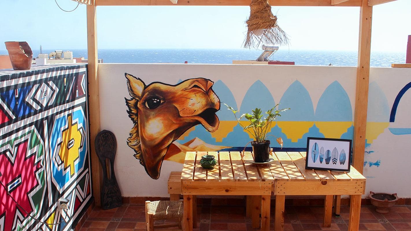 The rooftop terrace at Afer Surf